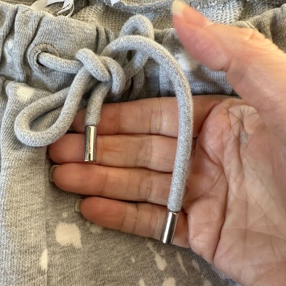 Frame Easy Tie Dye Bleach Splatter Heather Gray White Crop Jogger Sweatpants M - Picture 14 of 15